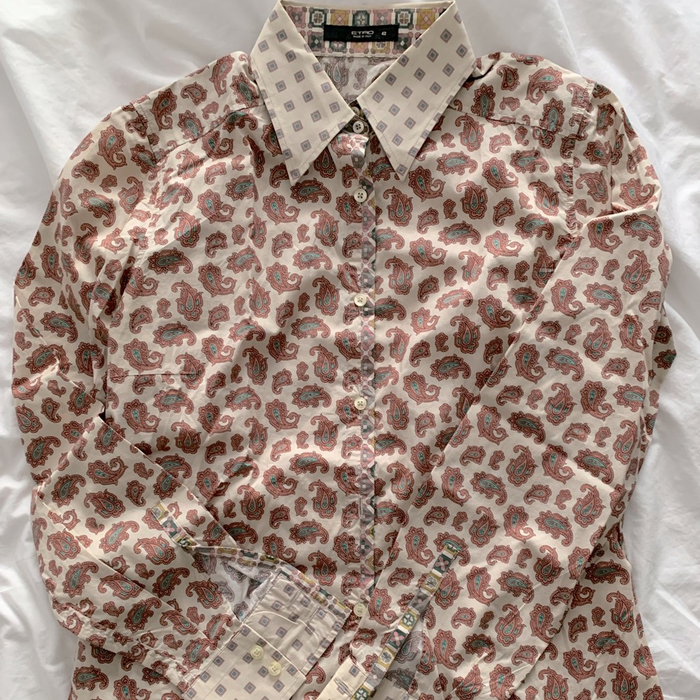 Etro Paisley Print Stretch Cotton Women’s Casual Shirt